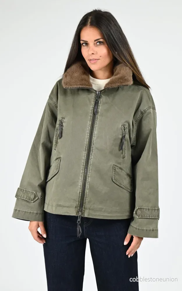 Khaki Tyra Army Canvas Jacket – Women Khaki Tyra Army Canvas Jacket – Women