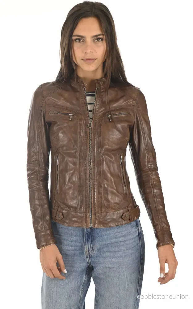 Brown Silene Leather Blouson – Women Brown Silene Leather Blouson – Women