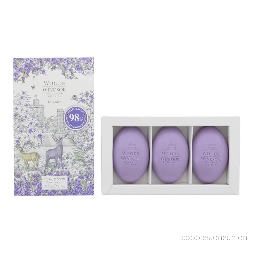 Set Trio, Woods Of Windsor, Lavender, Städning, Lavendel, Massagetvål, Sheasmör, 3 st, 60 g