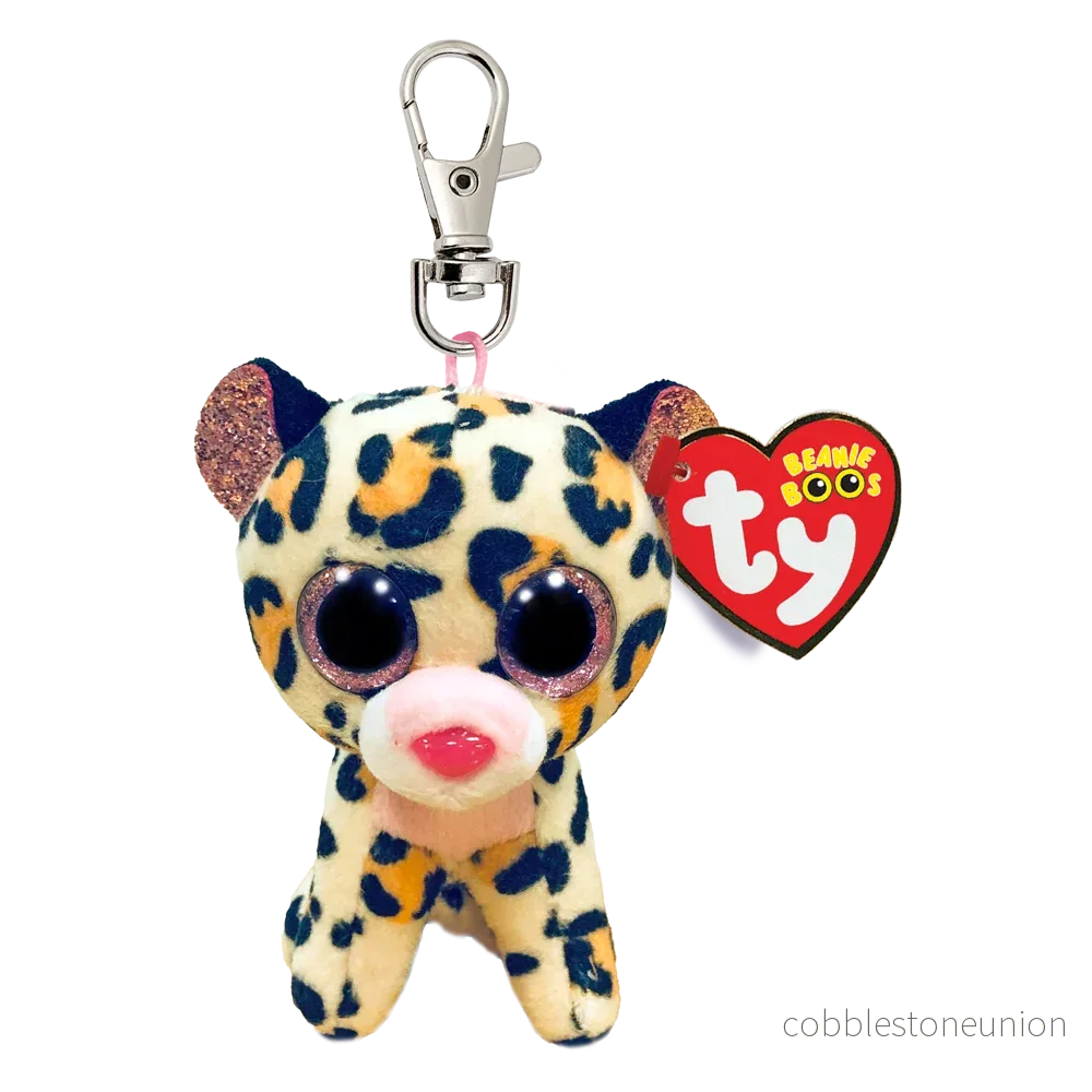 TY Beanie Boos Clip-On Livvie The Brown And Pink Leopard TY Beanie Boos Clip-On Livvie The Brown And Pink Leopard