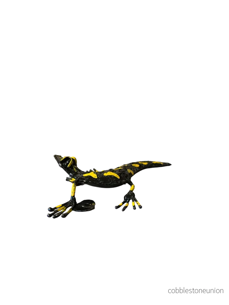 Salamander Målad Gul/Svart 15 cm - Återvunnen Metall Zimbabwe - Bild 2