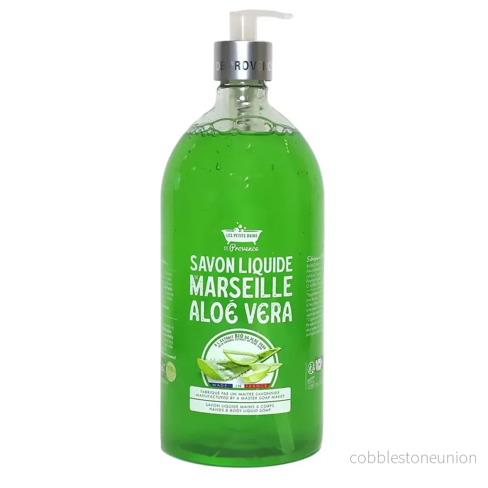 Les Petites Bains de Provence, Marseille, Aloe Vera, Flytande tvål, För händer & kropp, 1000 ml Les Petites Bains de Provence, Marseille, Aloe Vera, Flytande tvål, För händer & kropp, 1000 ml