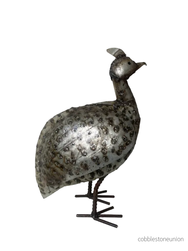 Pärlhöna 34 cm – Handgjord Metallskulptur från Zimbabwe - Bild 2