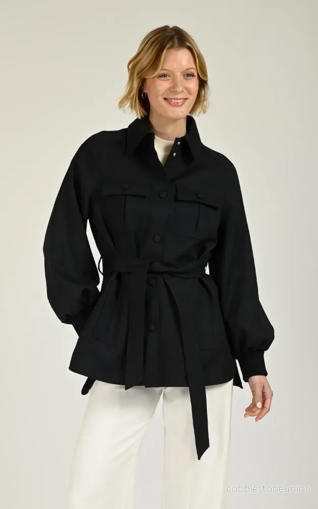 Navy Blue Eugenia Wool Gabardine Coat – Women