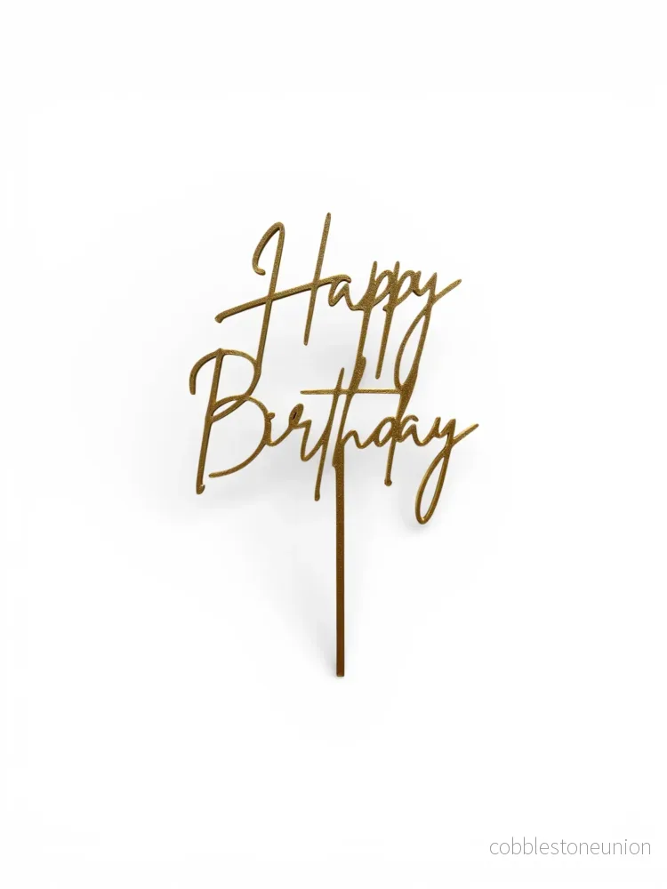 Cake Topper Happy Birthday- Guld Cake Topper Happy Birthday- Guld