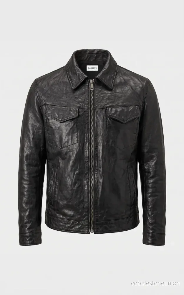 Black Leather Worker Jacket 87131 - Men - Bild 2
