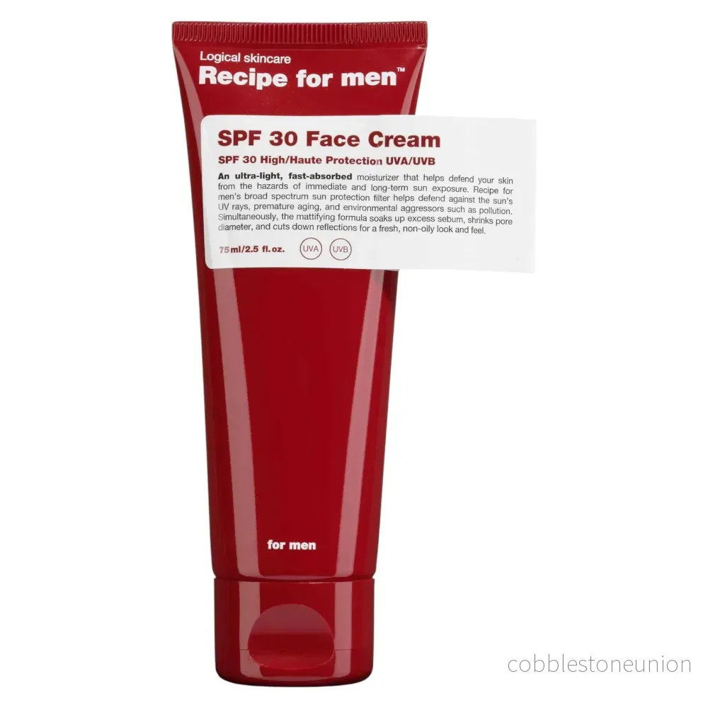 Recipe For Men, SPF 30 Face Cream, Fuktighetskräm, Kräm, För ansiktet, SPF30, 75 ml Recipe For Men, SPF 30 Face Cream, Fuktighetskräm, Kräm, För ansiktet, SPF30, 75 ml