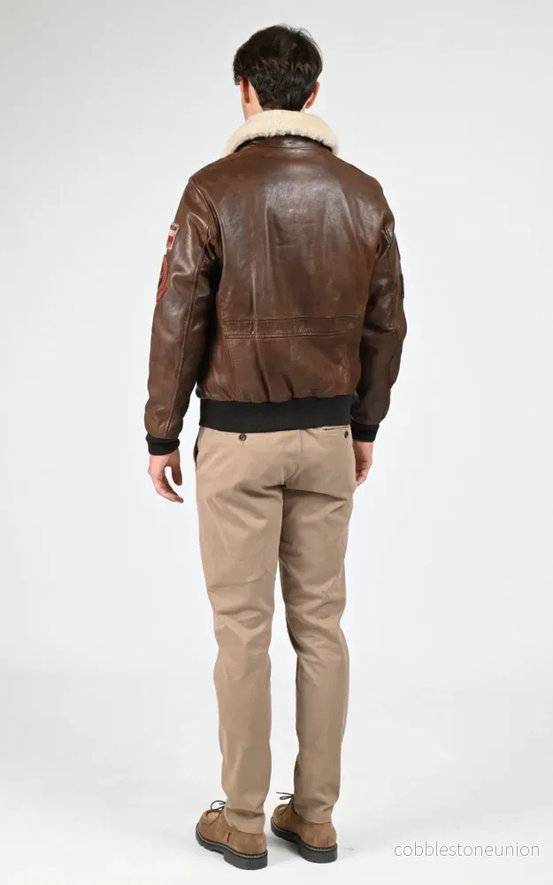 Mythic Brown Aviator Pilot Jacket - Men - Bild 3