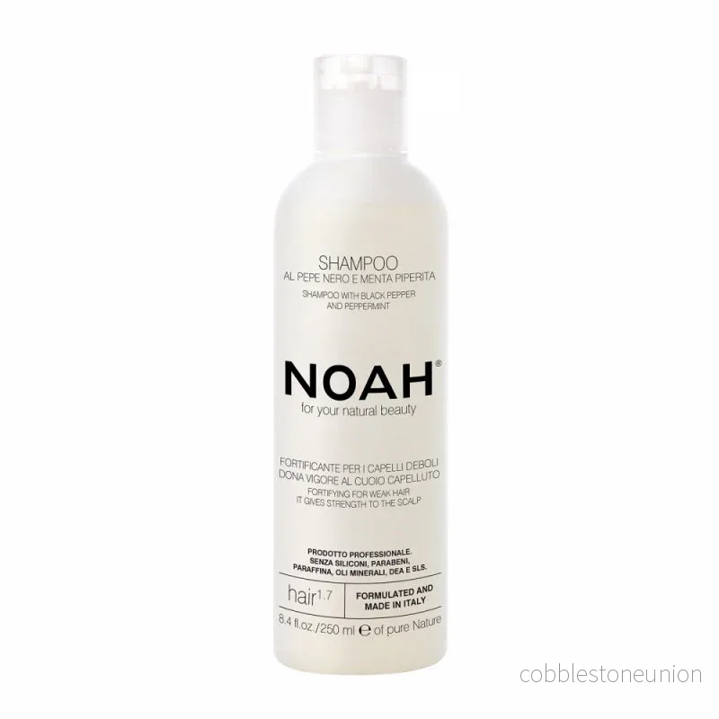 Noah, Natural, Black Pepper & Peppermint, Hårschampo, Förstärkning, 250 ml