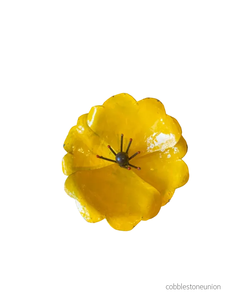Blomma Enkel Vallmo Gul - Återvunnen Metall Zimbabwe - Bild 2