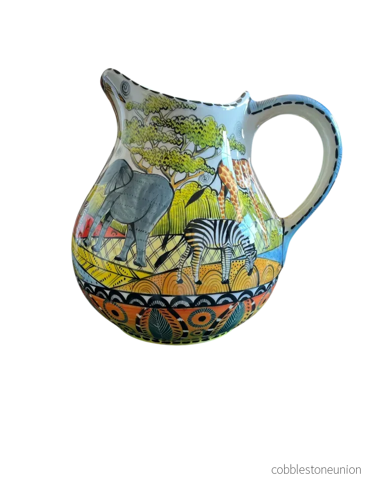 Tillbringare Safarimotiv 22 cm - Handgjort Porslin Zimbabwe