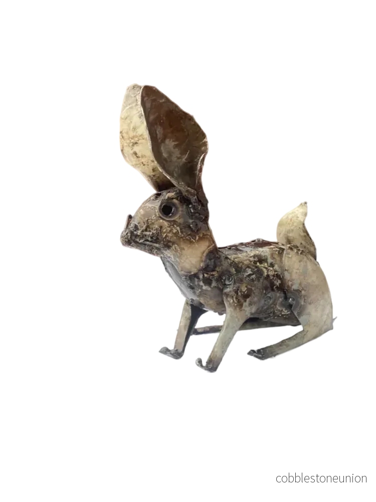 Hare Vit 17 cm – Handgjord Metallskulptur från Zimbabwe