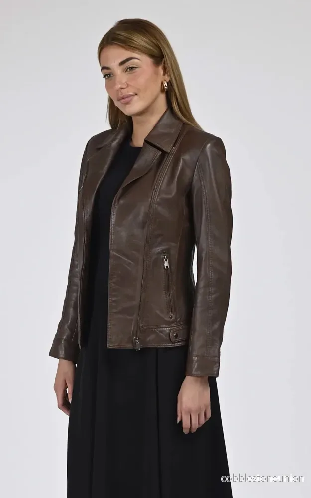 Brown Janni Leather Biker Jacket - Women - Bild 3