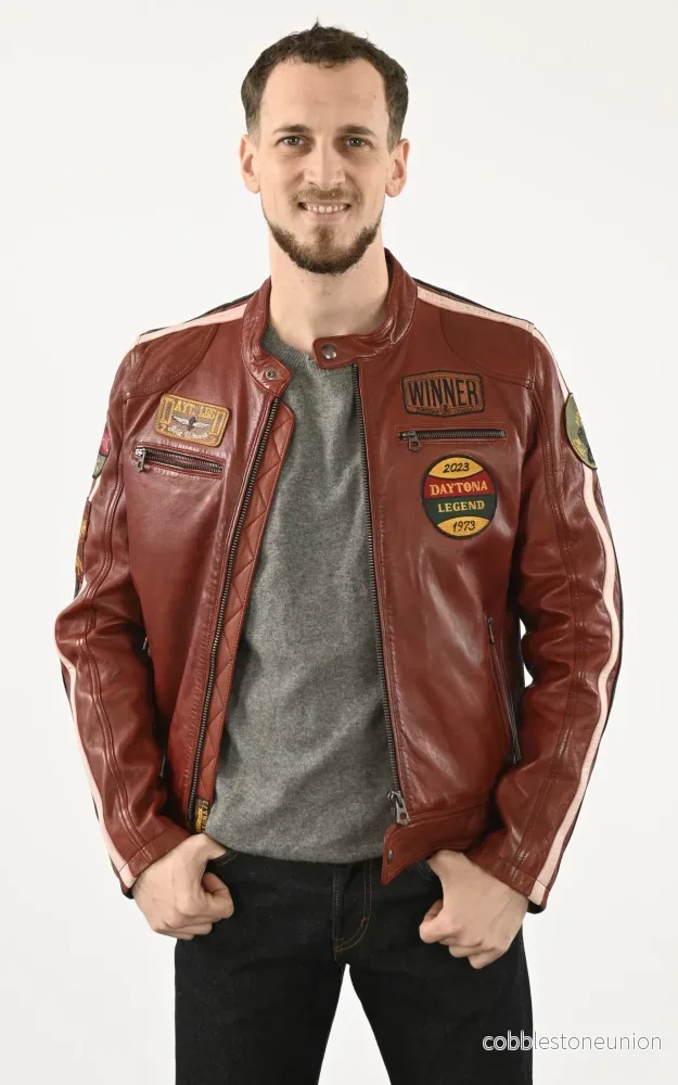 Wartburg Red Leather Jacket – Men Wartburg Red Leather Jacket – Men