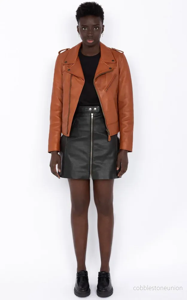 Cognac LCW1601D Leather Perfecto Jacket - Women - Bild 3