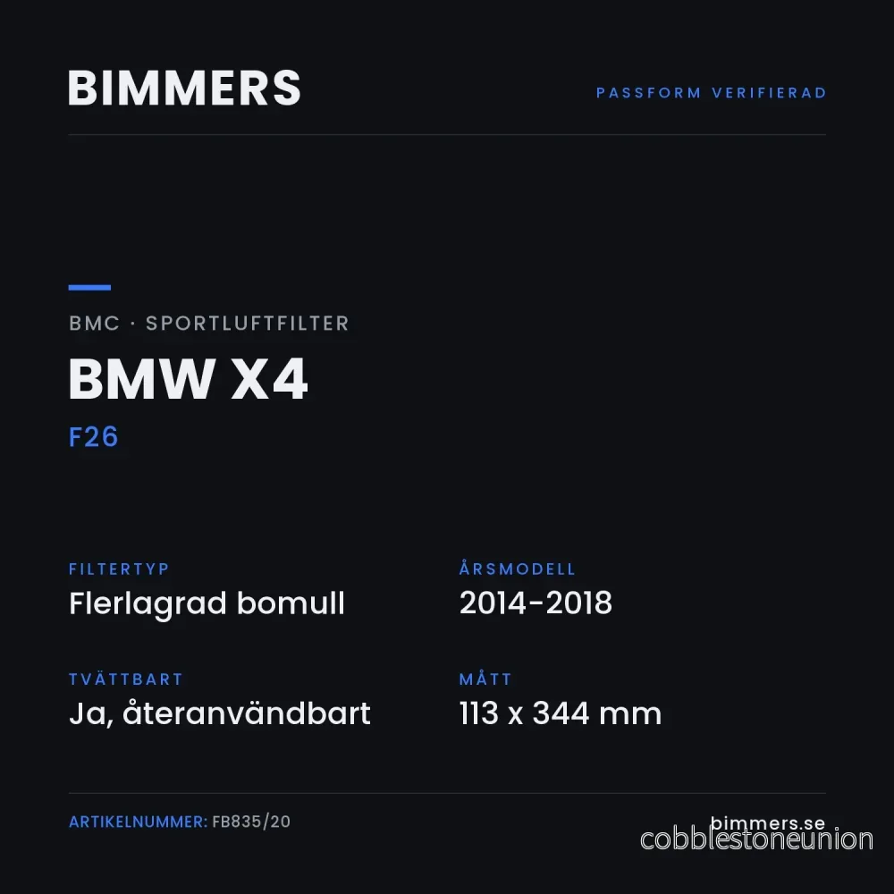 BMC Sportluftfilter BMW X4 F26 (20dX), FB835/20 - Bild 2
