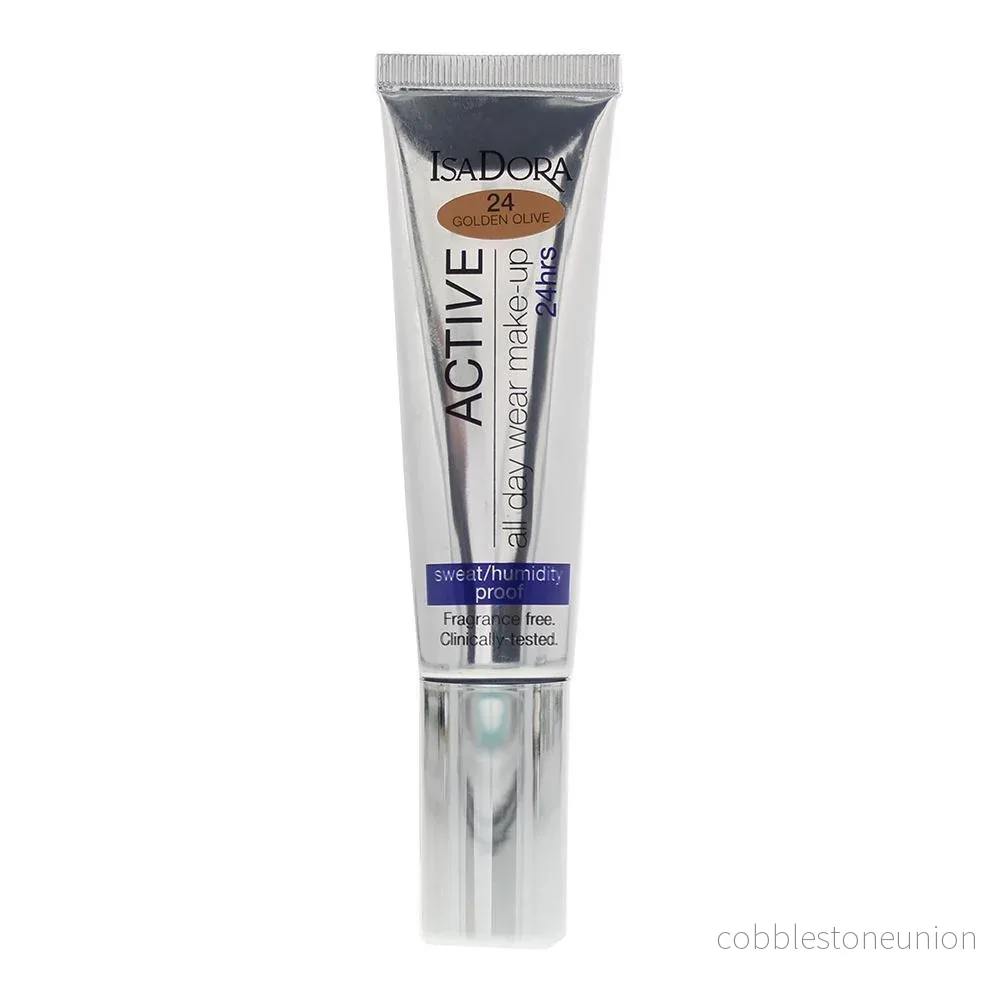 IsaDora, 24 Hrs Active, Naturlig, Flytande foundation, 24, Gyllene oliv, 35 ml