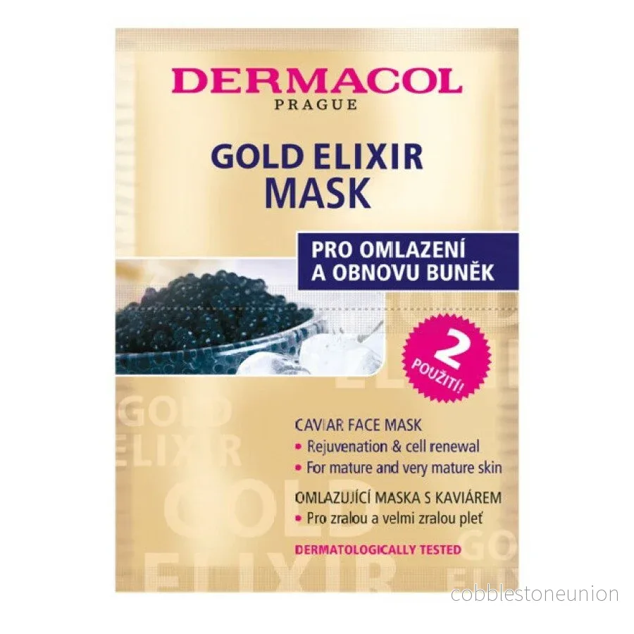 Duoset, Dermacol, Gold Elixir, Kaviarextrakt, Anti-aging, Krämmask, För ansiktet, 2 st, 8 g