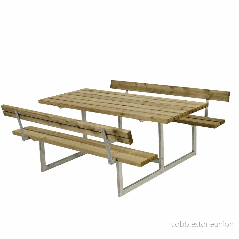 Basic bord-/bænkesæt med 2 ryglæn – 177 cm – trykimprægneret Basic bord-/bænkesæt med 2 ryglæn – 177 cm – trykimprægneret