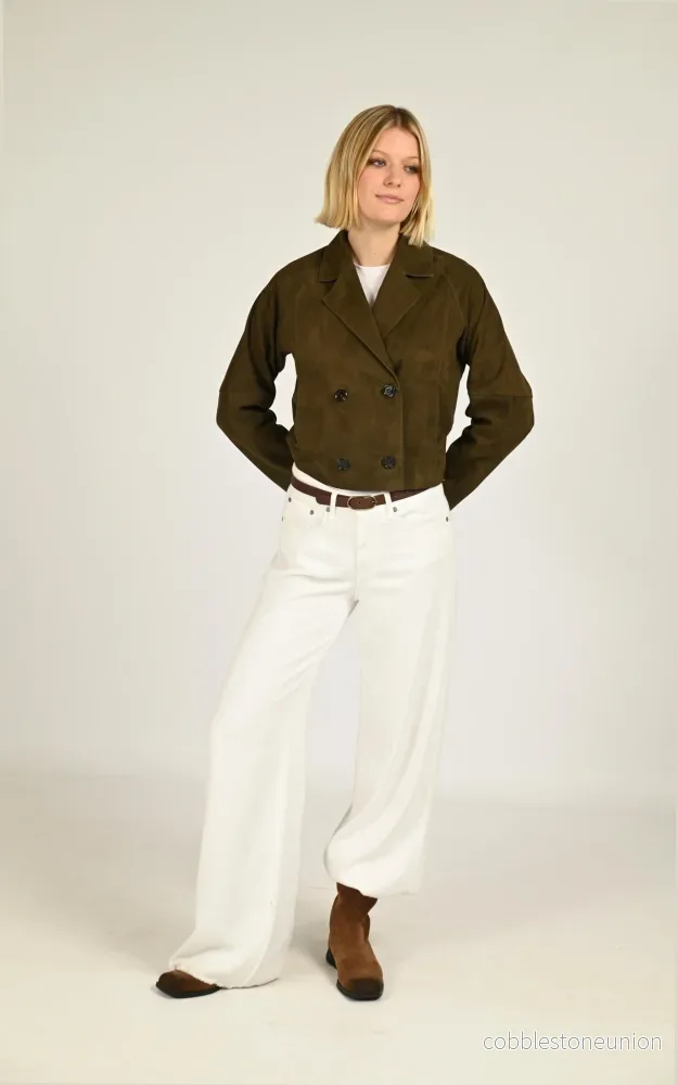 Khaki Alex Short Suede Jacket - Women - Bild 3