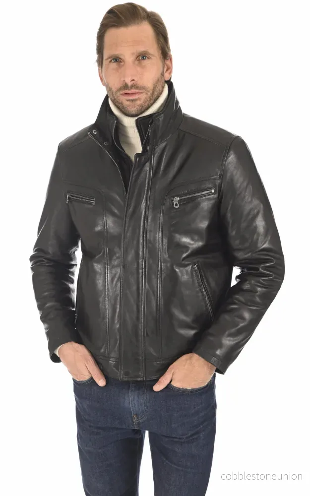 Falconero Black Leather Jacket – Men Falconero Black Leather Jacket – Men