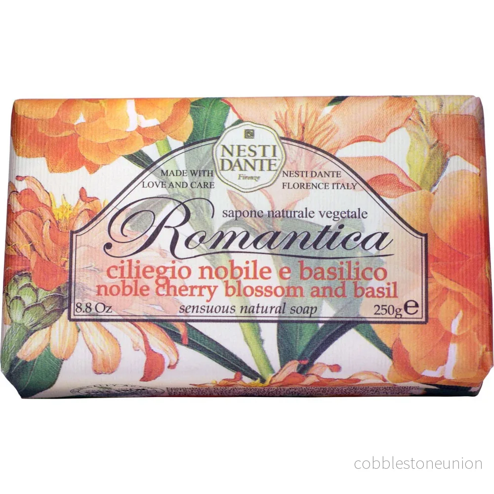 Nesti Dante, Romantica, Naturliga ingredienser, Rengörande & Mjukgörande, Körsbärsblom & Basilika, Dofttvål, Kropp, 250 g
