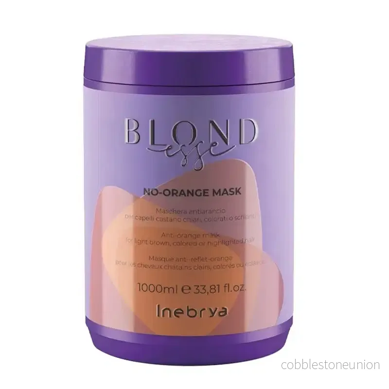 Inebrya, Blondesse No-Orange, Hårbehandlingskrämmask, Neutraliserar orangea toner, 1000 ml