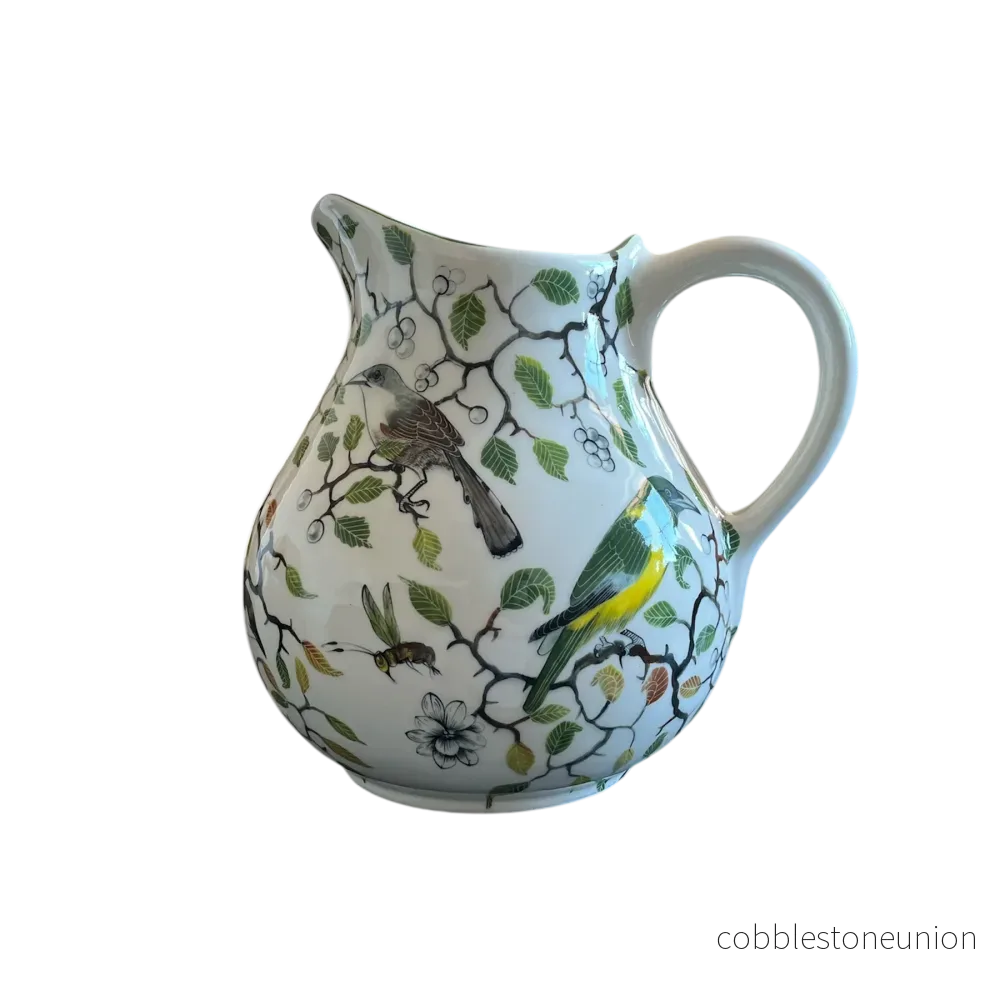 Tillbringare Fågelmotiv 22 cm - Handgjort Porslin Zimbabwe - Bild 2