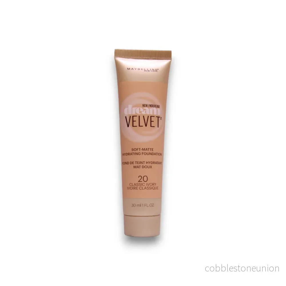 Maybelline, Dream Velvet, Soft-Matte, Cream Foundation, 20, Classic Ivory, 30 ml