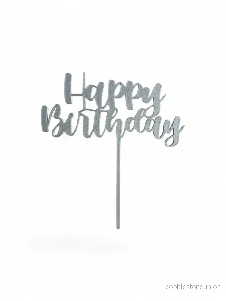 Cake Topper Happy Birthday- Guld/Silver - Bild 2