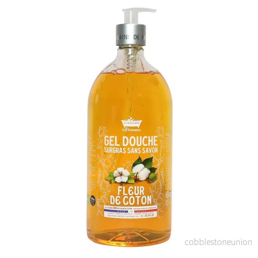 Les Petites Bains de Provence, Fleur de Coton, Duschgel, För känslig hud, 1000 ml