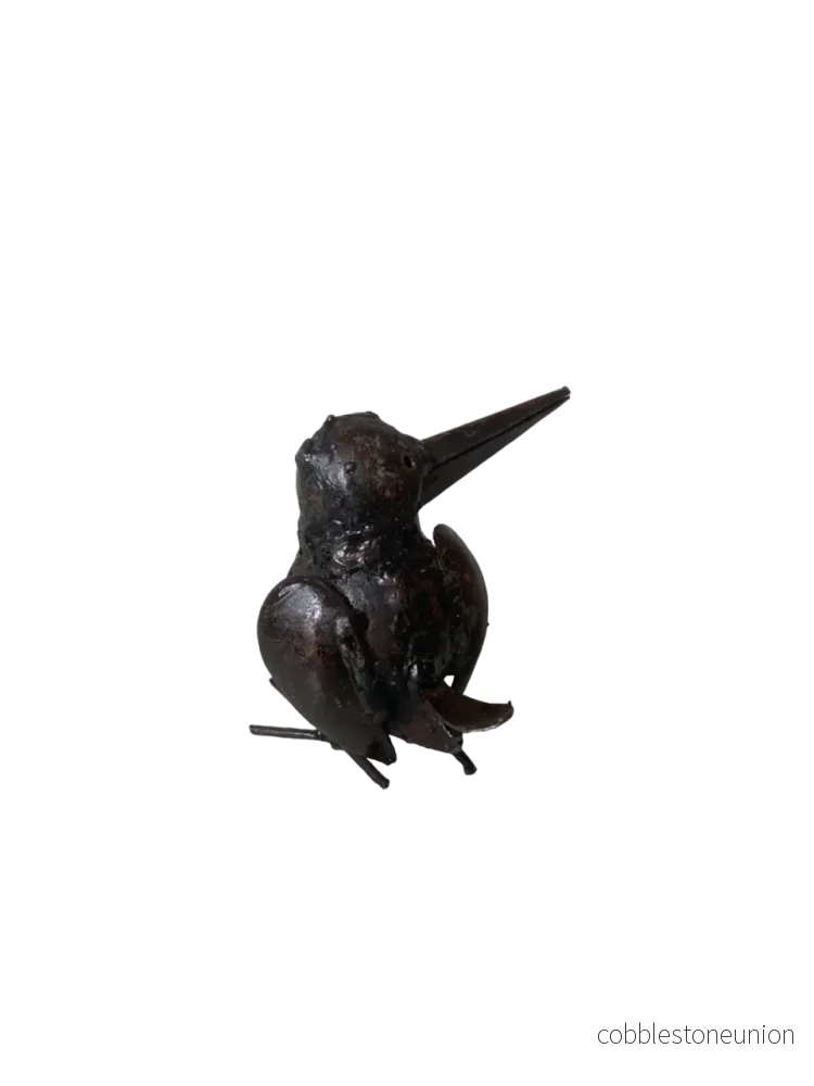 Kungsfiskare Omålad 10 cm – Handgjord Metallskulptur från Zimbabwe - Bild 2