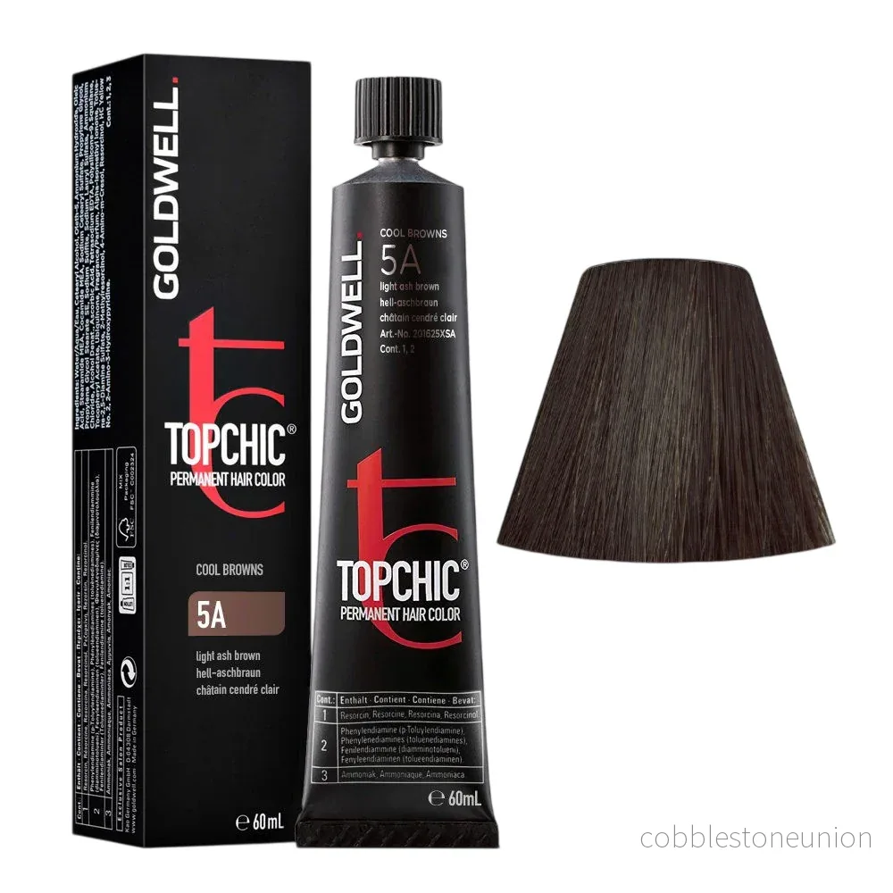 Goldwell, Topchic Naturals, Permanent hair color, 5A Light Ash Brown, 60 ml Goldwell, Topchic Naturals, Permanent hair color, 5A Light Ash Brown, 60 ml