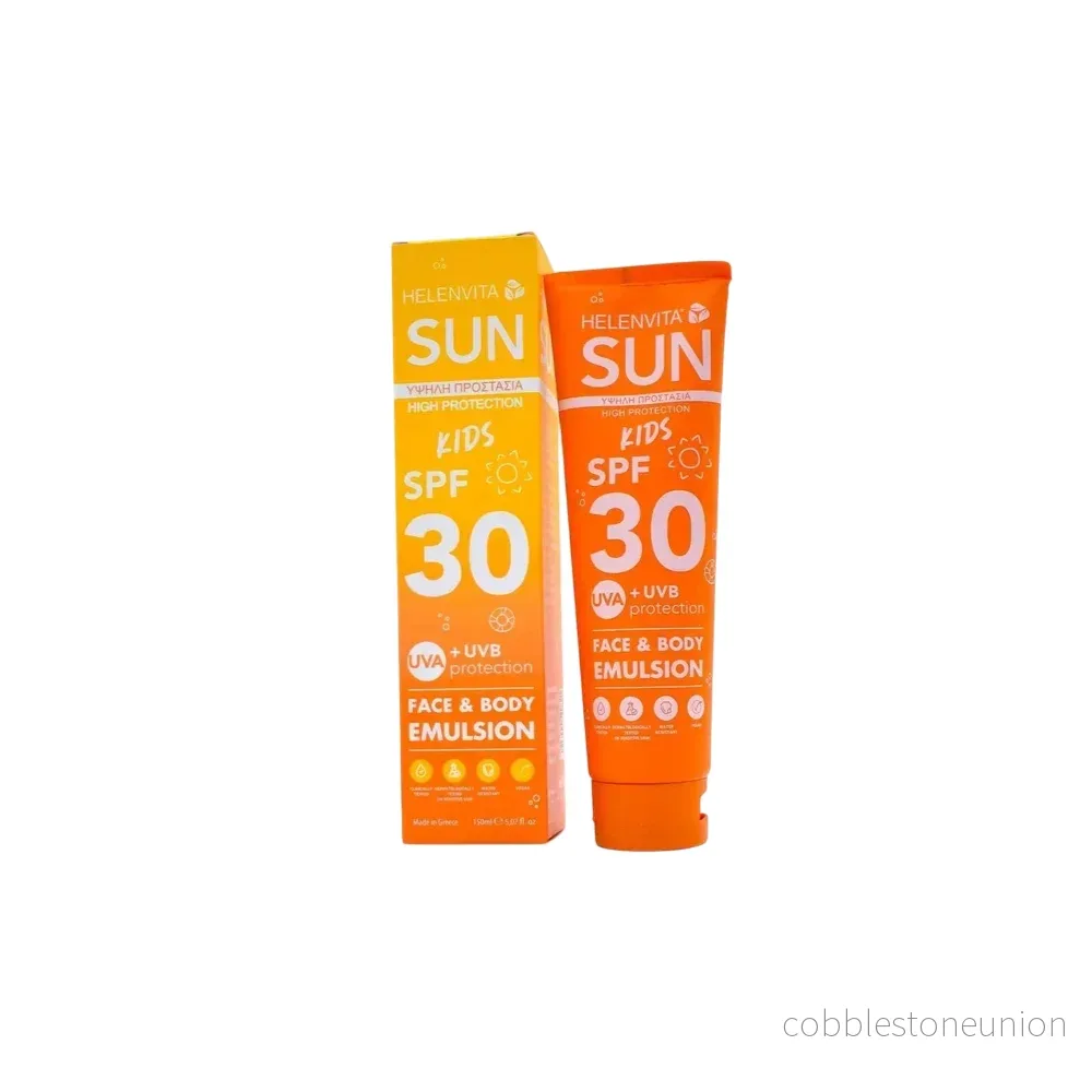 Helenvita, Kids Sun, Återfuktande, UV-skydd, Dag, Emulsion, För ansikte & kropp, SPF 30, 150 ml Helenvita, Kids Sun, Återfuktande, UV-skydd, Dag, Emulsion, För ansikte & kropp, SPF 30, 150 ml