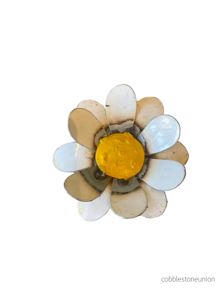 Blomma Vit 66 cm – Handgjord Trädgårdskonst av Återvunnen Metall - Bild 2