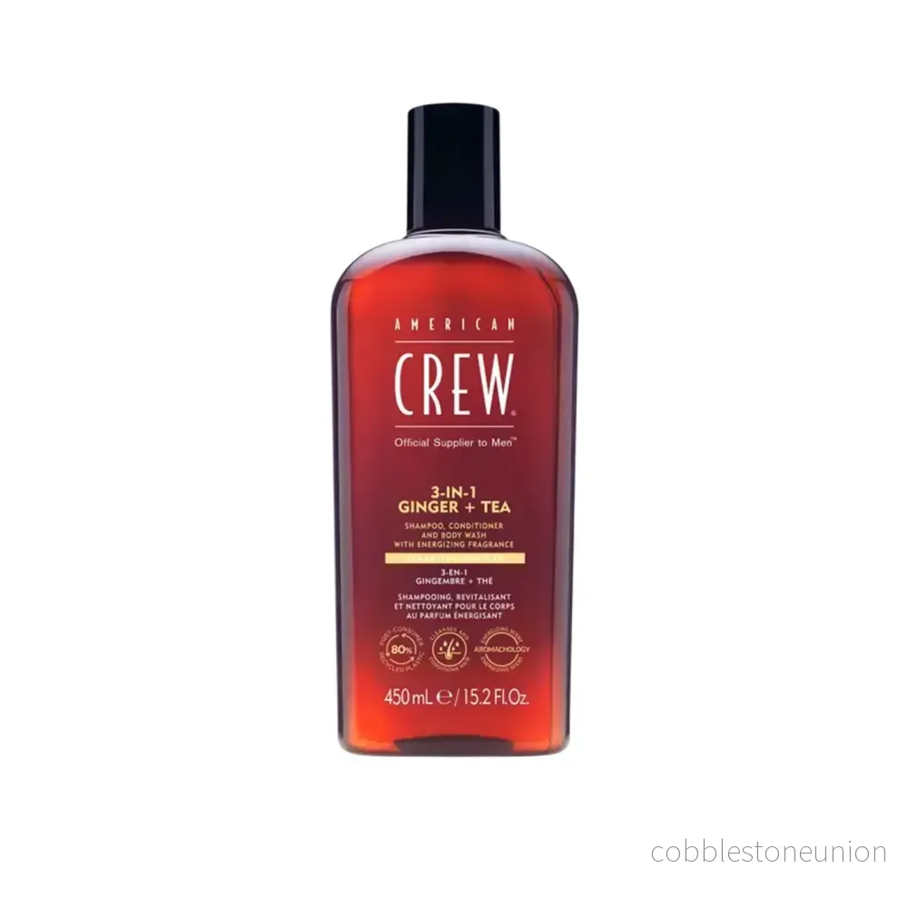 American Crew, 3-In-1 Tea Tree, Ingefära, Hårschampo, balsam & duschgel 3-i-1, Rengöring, 450 ml