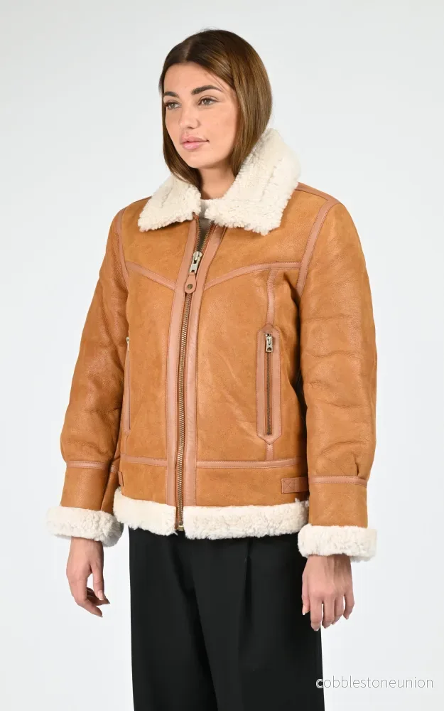 LCW Ashley Cognac Shearling Bomber Jacket – Women LCW Ashley Cognac Shearling Bomber Jacket – Women