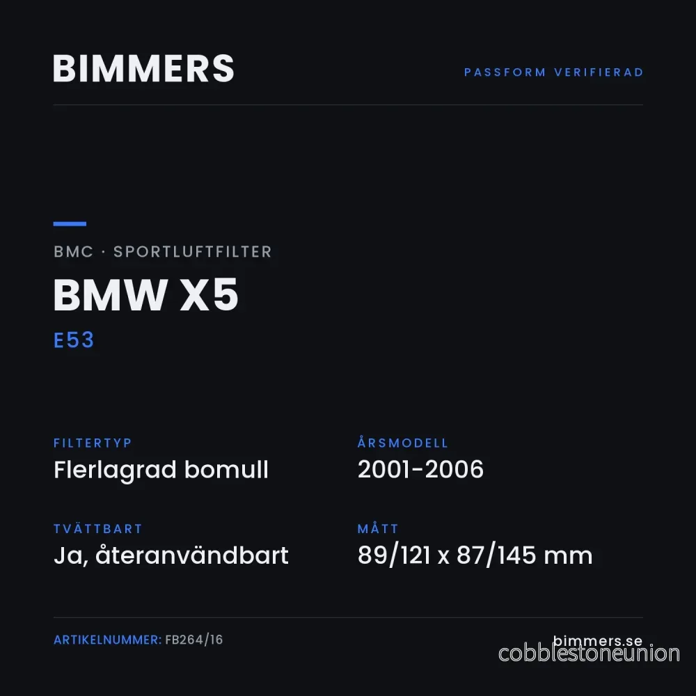 BMC Sportluftfilter BMW X5 E53 (30d), FB264/16 - Bild 2