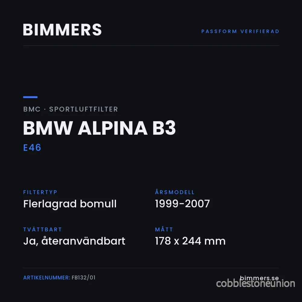 BMC Sportluftfilter BMW Alpina B3 E46 (3.3), FB132/01 - Bild 2
