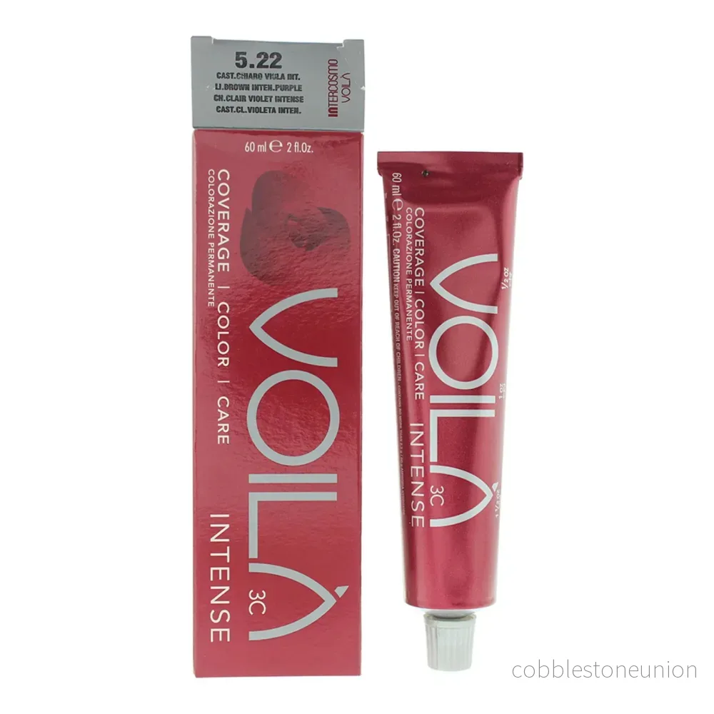 Intercosmo, Voila 3C Intense, Permanent hårfärg, 5.22 Ljusbrun Intensiv Lila, 60 ml - Bild 2
