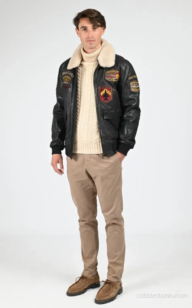 Black Mock Aviator Jacket - Men - Bild 2