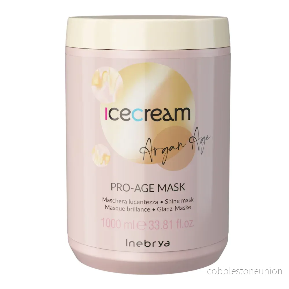 Inebrya, Ice Cream Pro-Age, Arganolja, Hårbehandling Krämmask, Glansgivande, 1000 ml