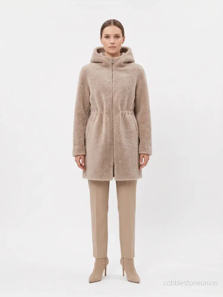 Delaney, 87 cm. - Hood Curly Lamb - Women Dark Beige - Bild 2