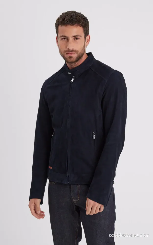 Delf Navy Blue Suede Jacket – Men Delf Navy Blue Suede Jacket – Men