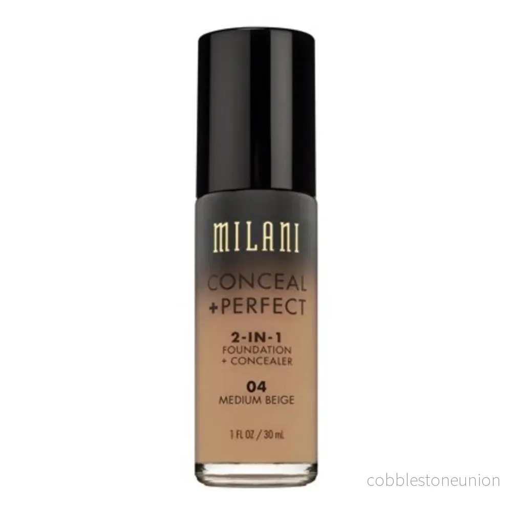 Milani, Conceal + Perfect, Flytande foundation & concealer 2-i-1, 04, Medium Beige, 30 ml
