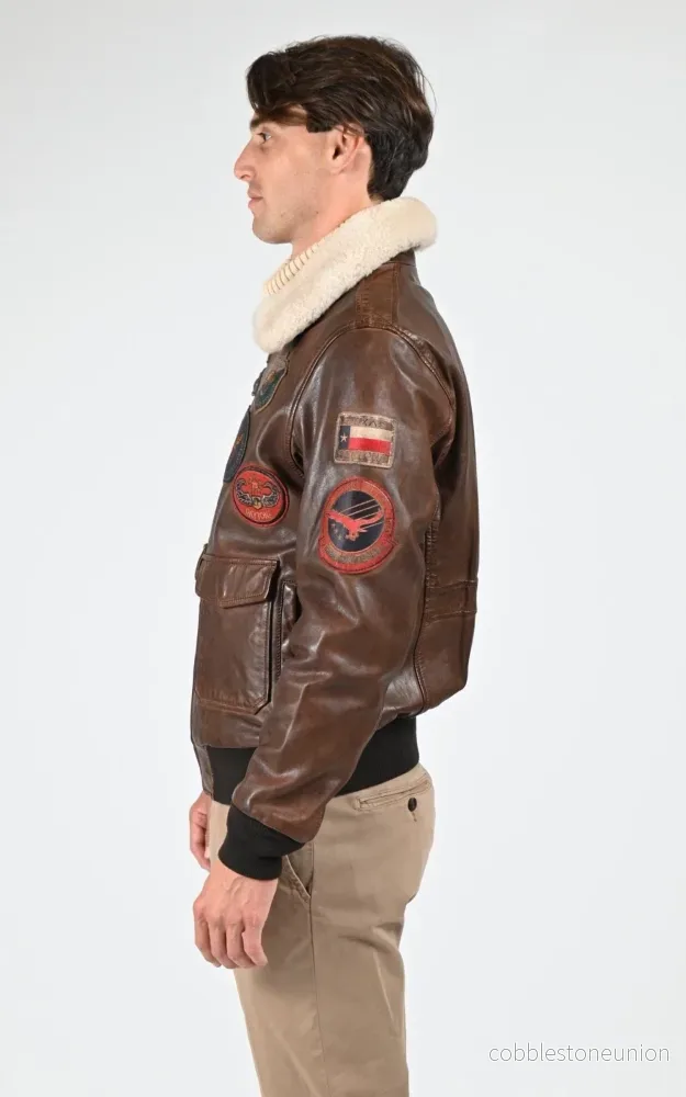 Mythic Brown Aviator Pilot Jacket - Men - Bild 2
