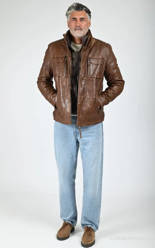 Brown Crowell Warm Leather Jacket - Men - Bild 2