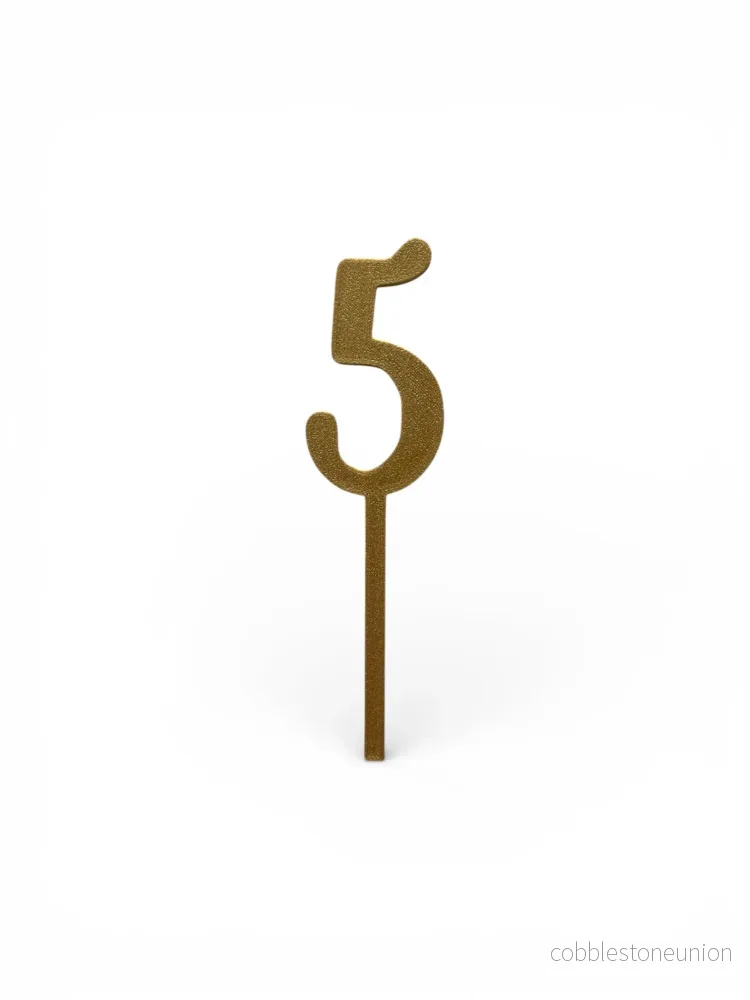 Cake Topper Siffra – 5 Guld/Silver