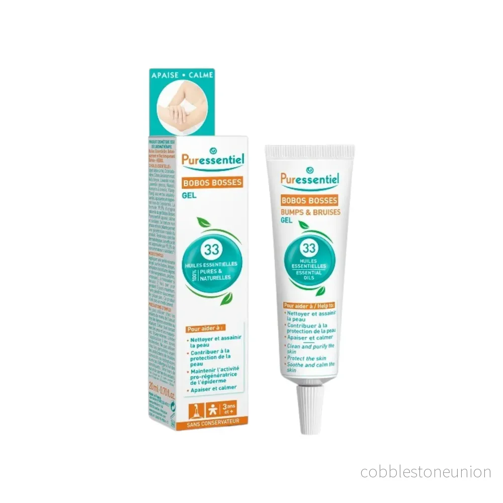 Puressentiel, Bobos Bosses, Eteriska oljor, Lugnande och avslappnande, Lokal behandlingsgel, För bula & blåmärken, Över hela kroppen, 20 ml Puressentiel, Bobos Bosses, Eteriska oljor, Lugnande och avslappnande, Lokal behandlingsgel, För bula & blåmärken, Över hela kroppen, 20 ml
