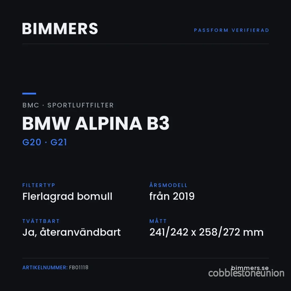 BMC Sportluftfilter BMW Alpina B3 G20 G21 (3.0 Biturbo), FB01118 - Bild 2